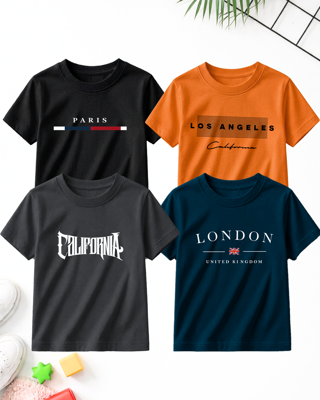 Pack of 4 Kids Printed T-Shirts – Fun Prints for Boys  (Code 5237)