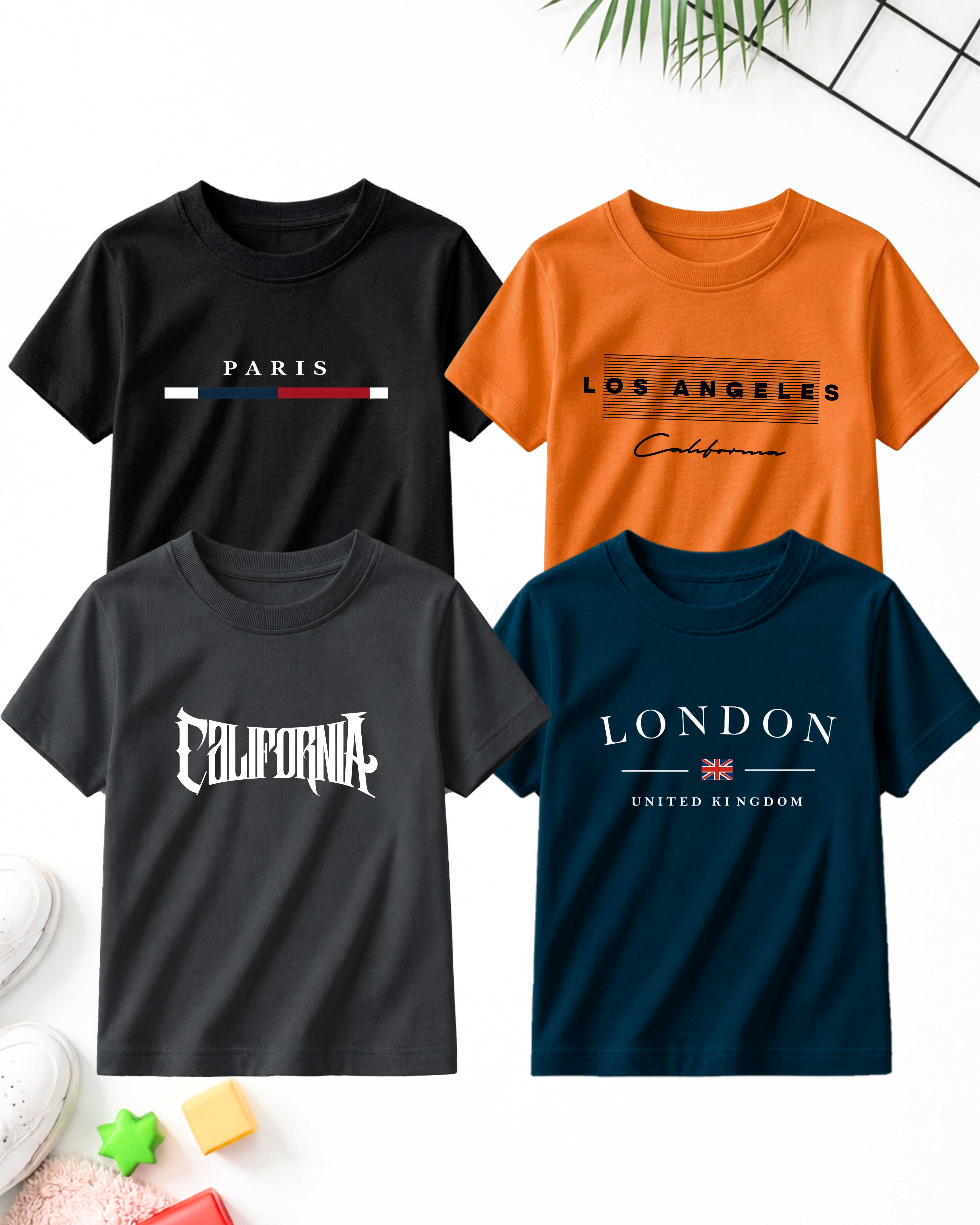 Pack of 4 Kids Printed T-Shirts – Fun Prints for Boys  (Code 5237)