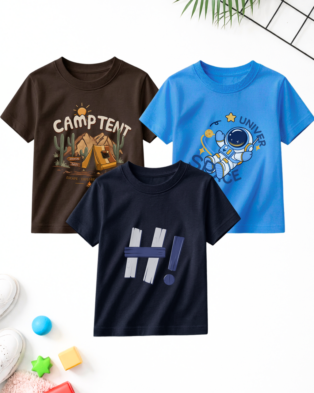 Pack of 3 Kids Printed T-Shirts – Prints for Boys  (Code 5228)