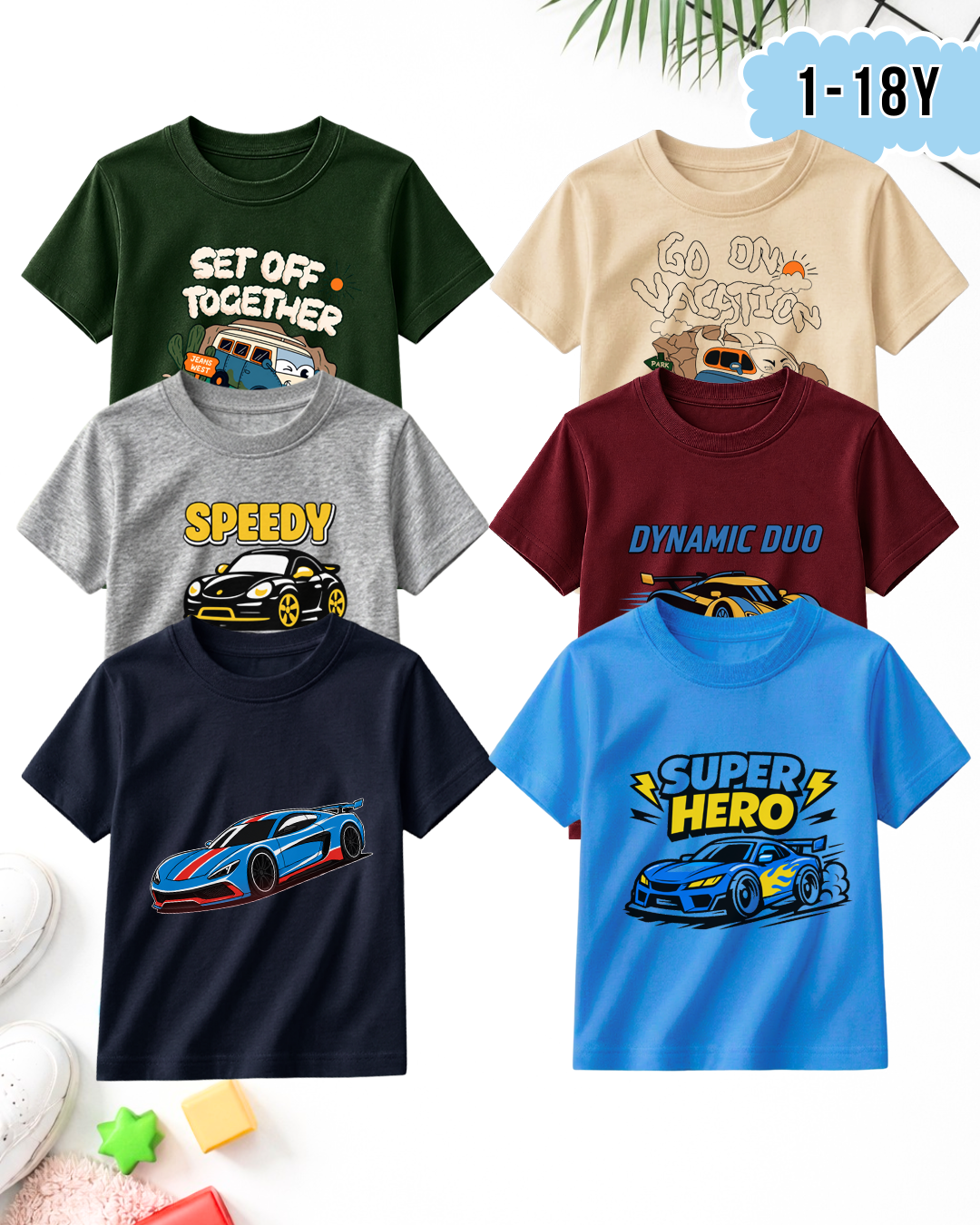 Pack of 6 Super Hero | Printed T-Shirts (Code 5314)