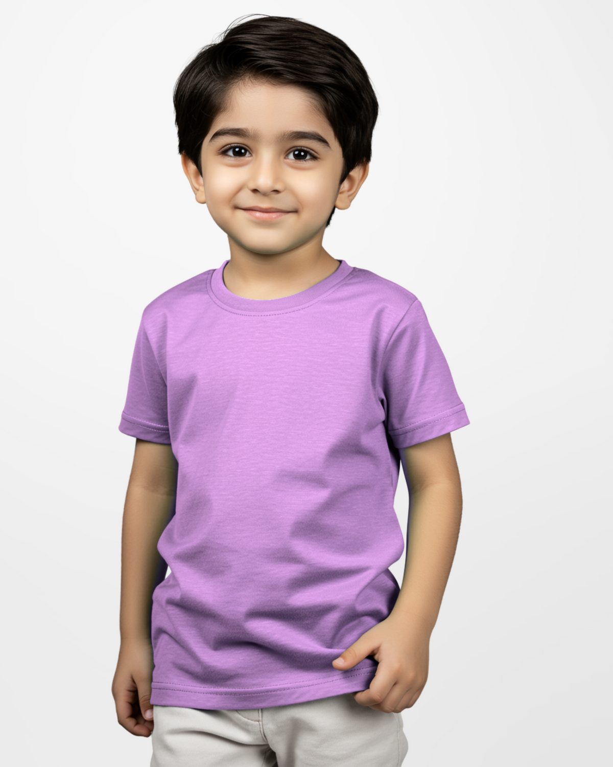 Boys' Lilac Knitted Jersey Crew Neck T-Shirt (Code 3244)