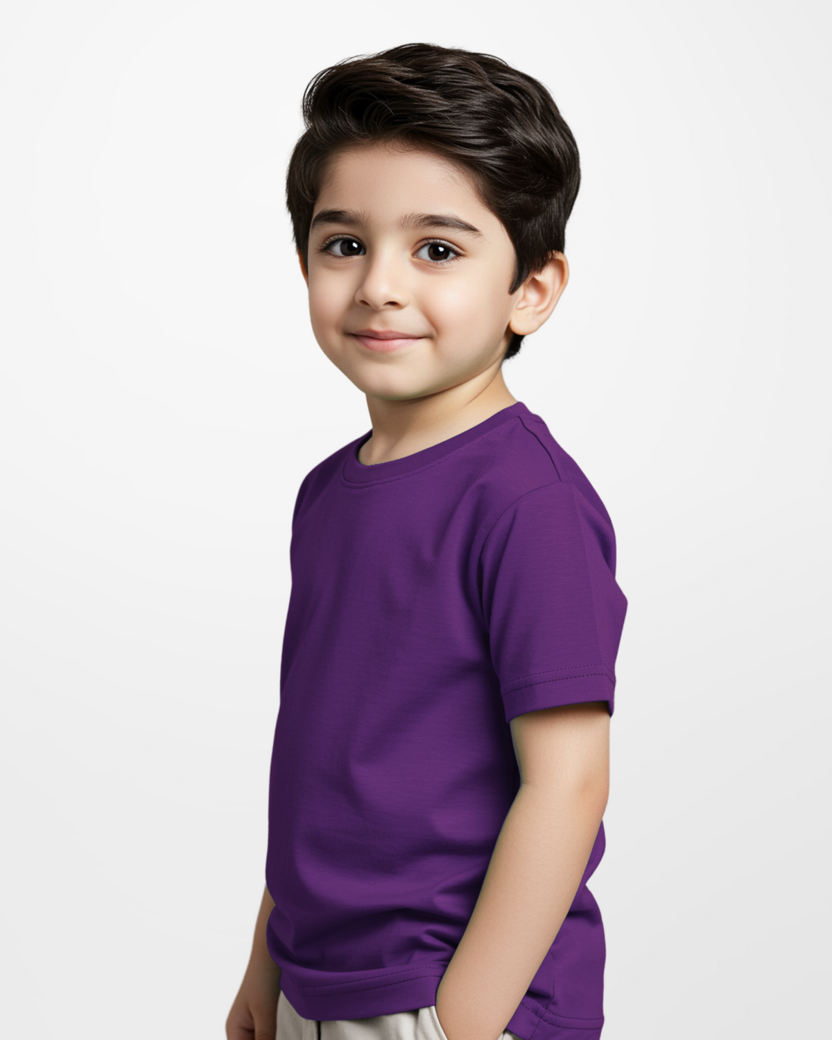 Boys' Purple Knitted Jersey Crew Neck T-Shirt (Code 3247)