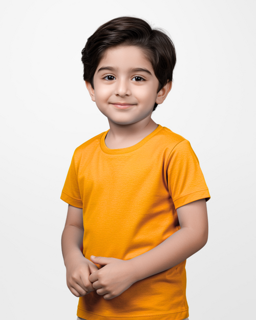 Boys' Mustard Knitted Jersey Crew Neck T-Shirt (Code 3250)