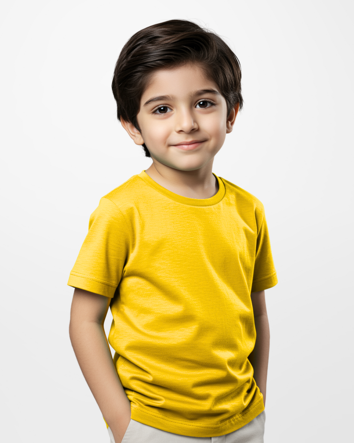 Boys' Yellow Knitted Jersey Crew Neck T-Shirt (Code 3251)