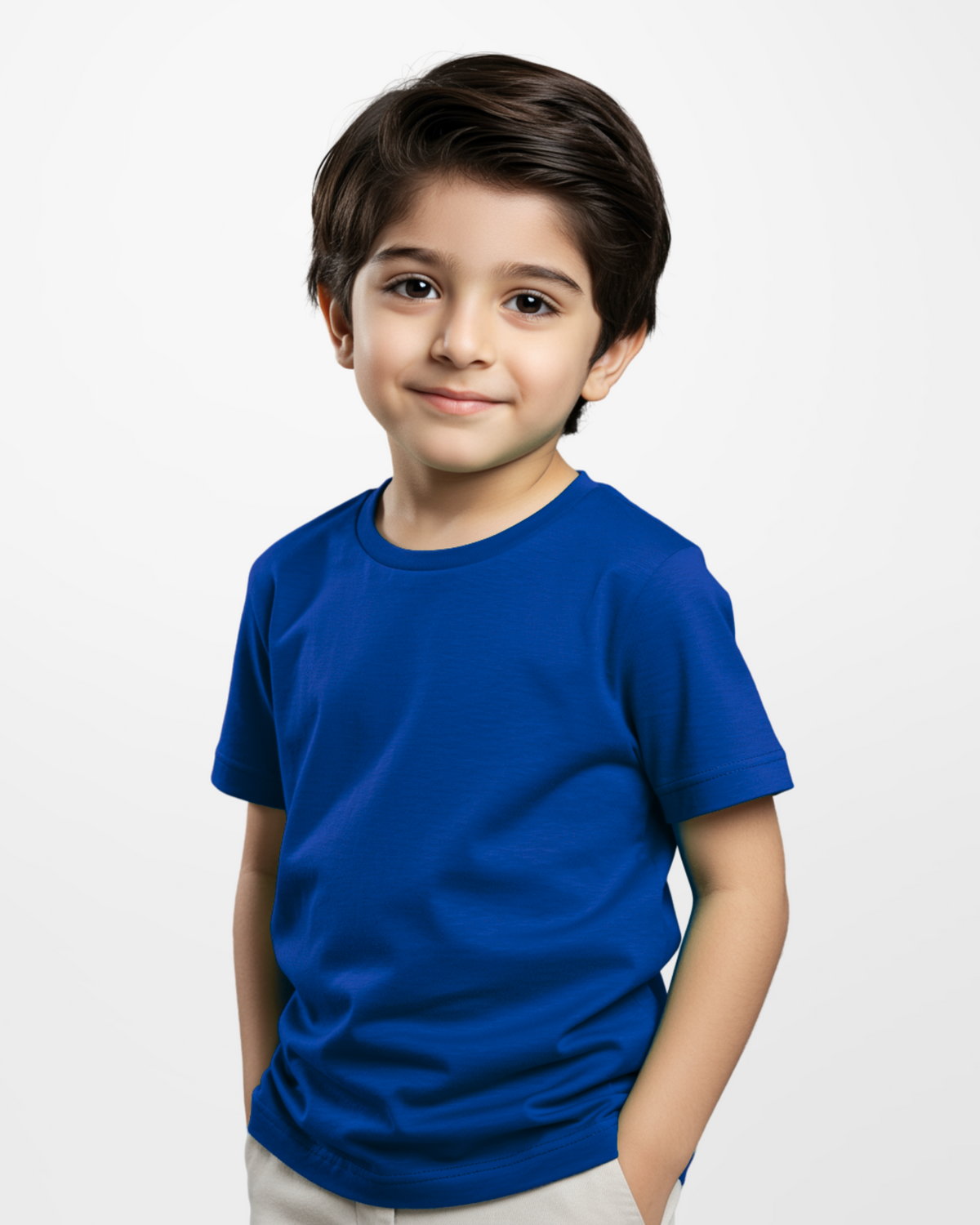 Boys' Royal Blue Knitted Jersey Crew Neck T-Shirt (Code 3255)