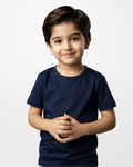 Boys' Navy Blue Knitted Jersey Crew Neck T-Shirt (Code 3252)