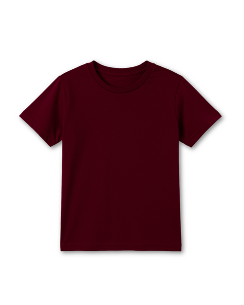Boys' Maroon Knitted Jersey Crew Neck T-Shirt (Code 3240)