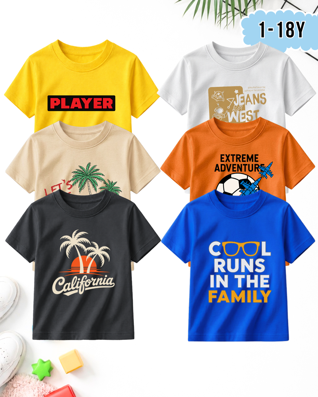 Junior Adventure 6 Pcs Set | Printed T-Shirts (Code 5317)