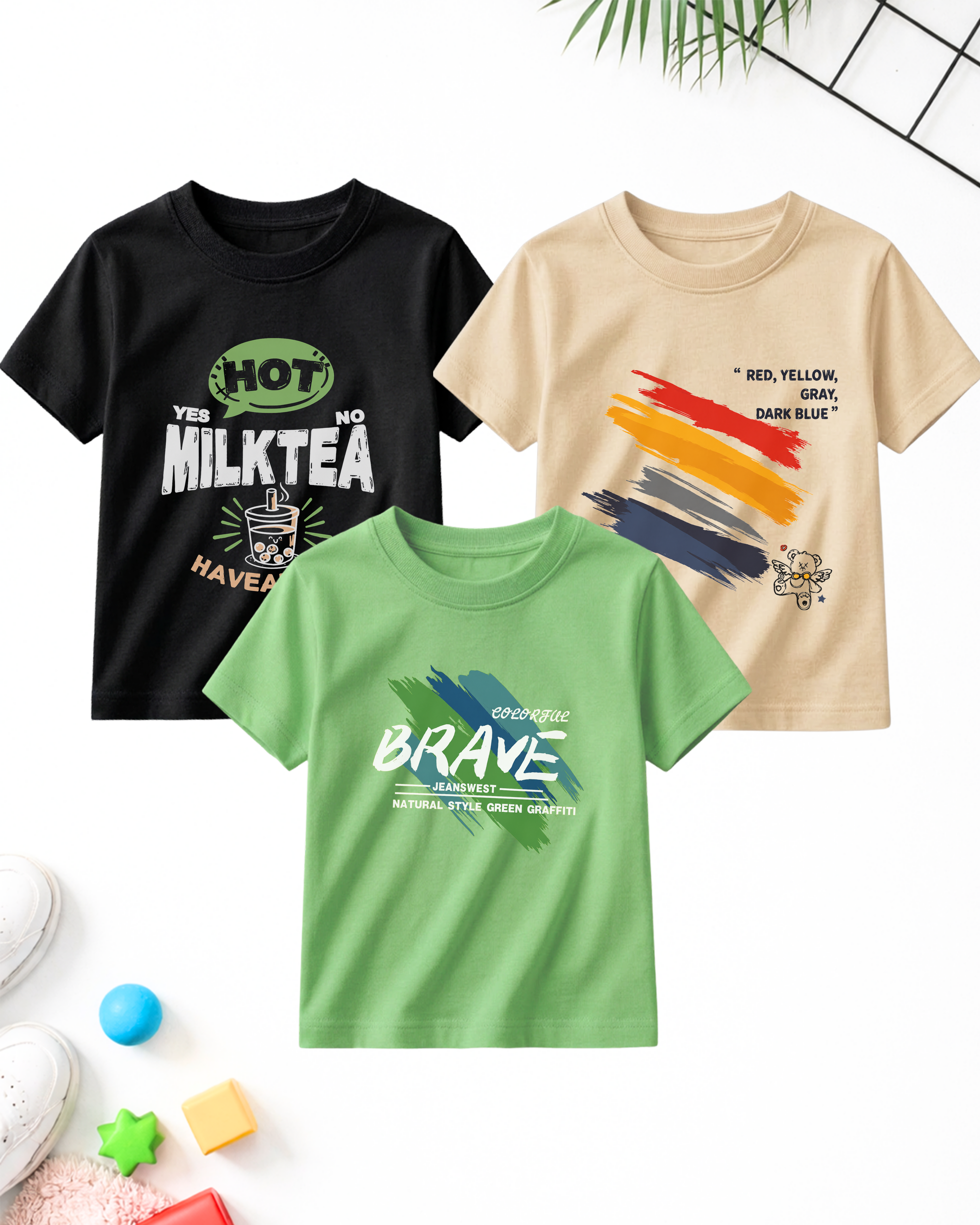 Pack of 3 Kids Printed T-Shirts – Prints for Boys  (Code 5232)