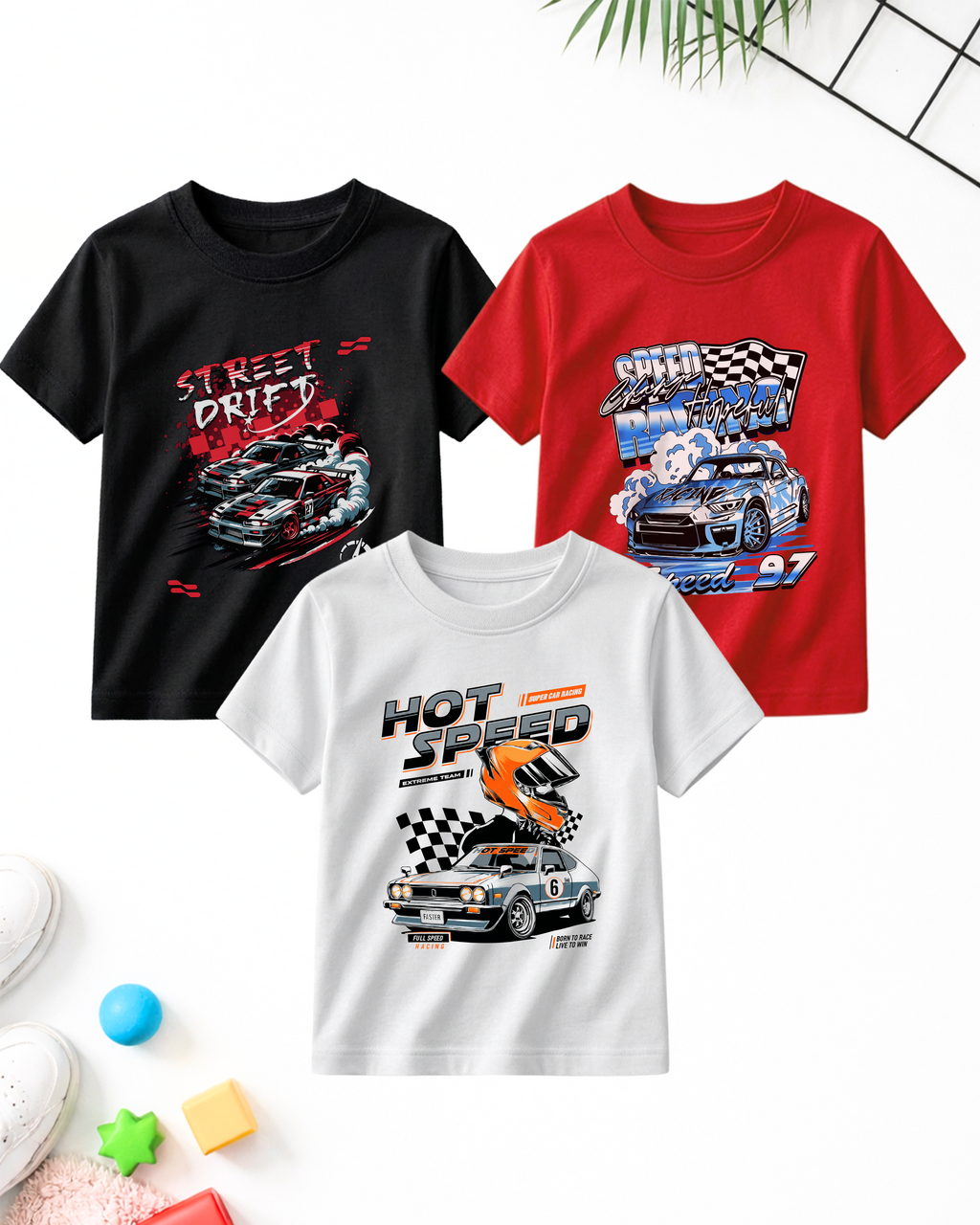 Pack of 3 Kids Printed T-Shirts – Prints for Boys  (Code 5233)
