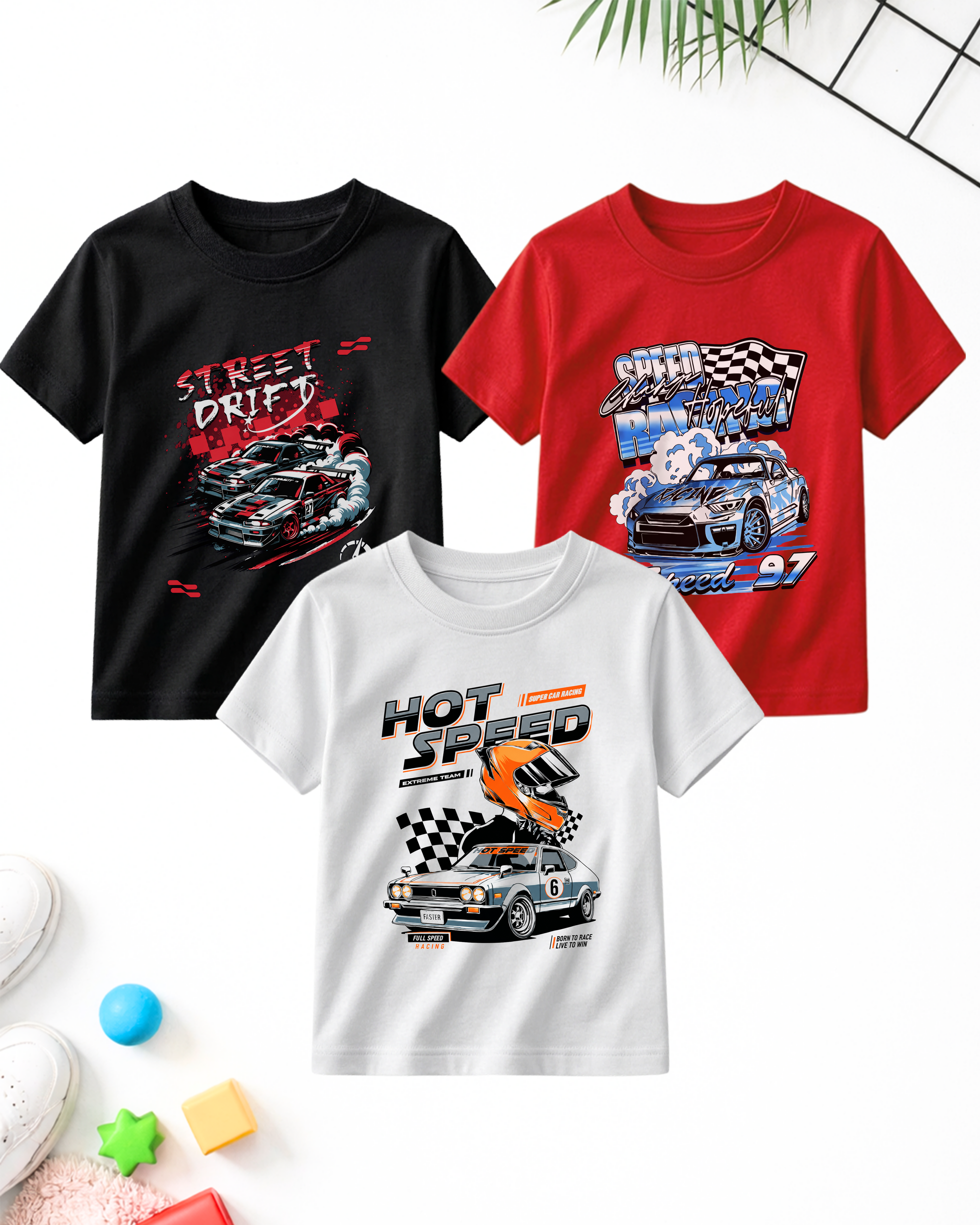 Pack of 3 Kids Printed T-Shirts – Prints for Boys  (Code 5233)