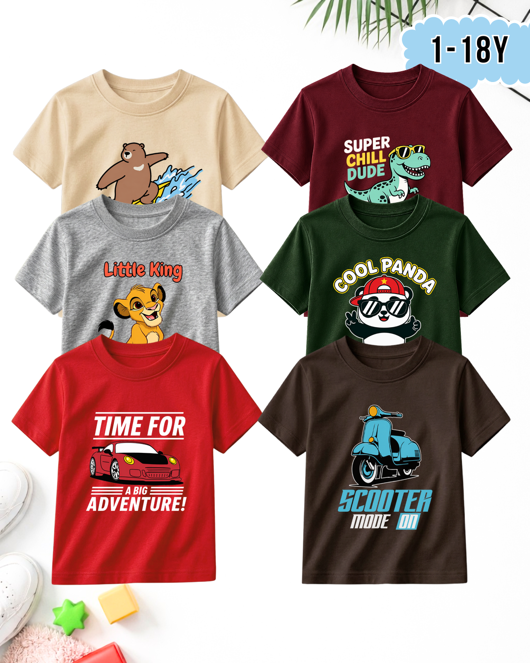 Pack of 6 Little King | Printed T-Shirts (Code 5319)