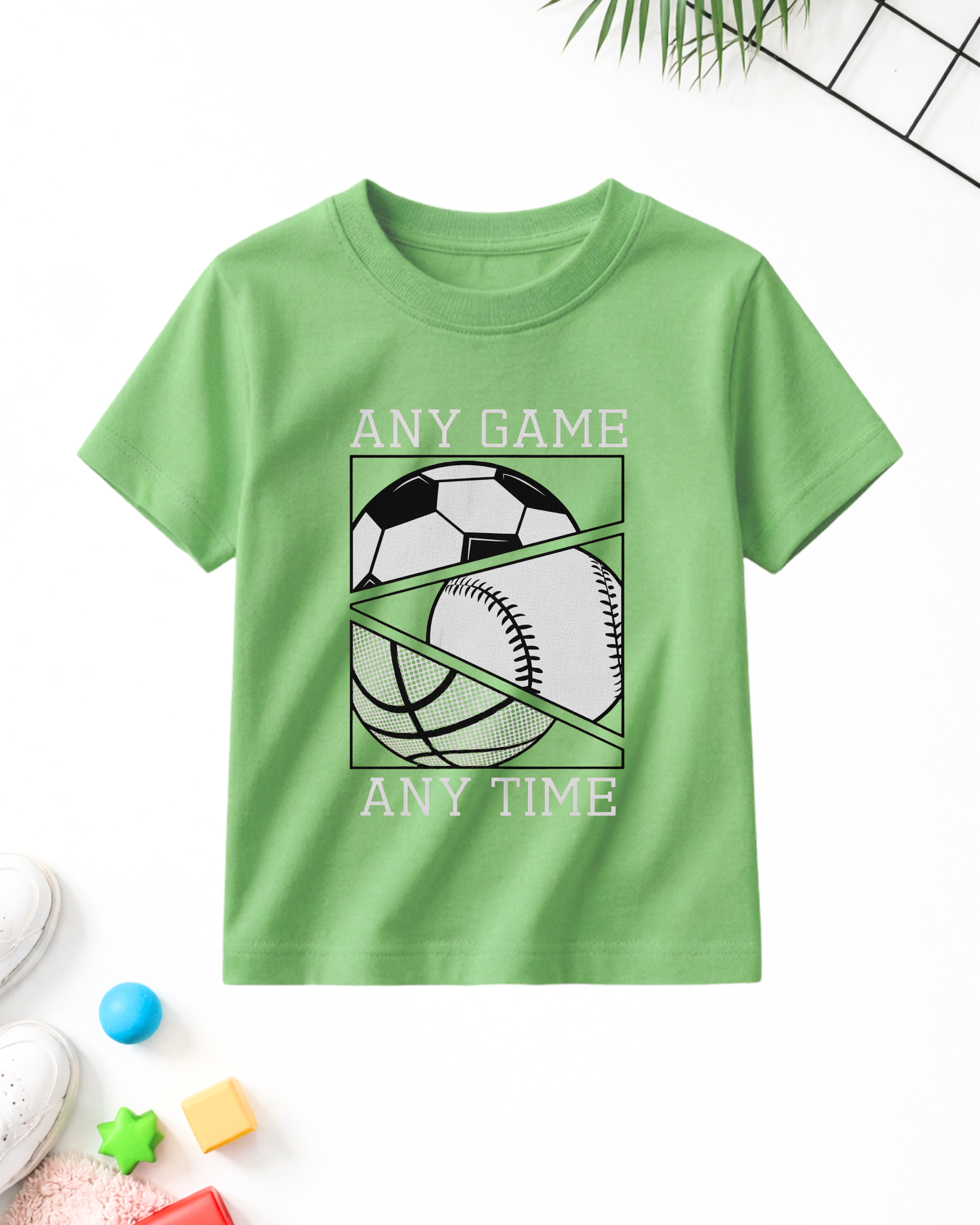 Game Any Time | Light Green Printed T-Shirt (Code 5098)