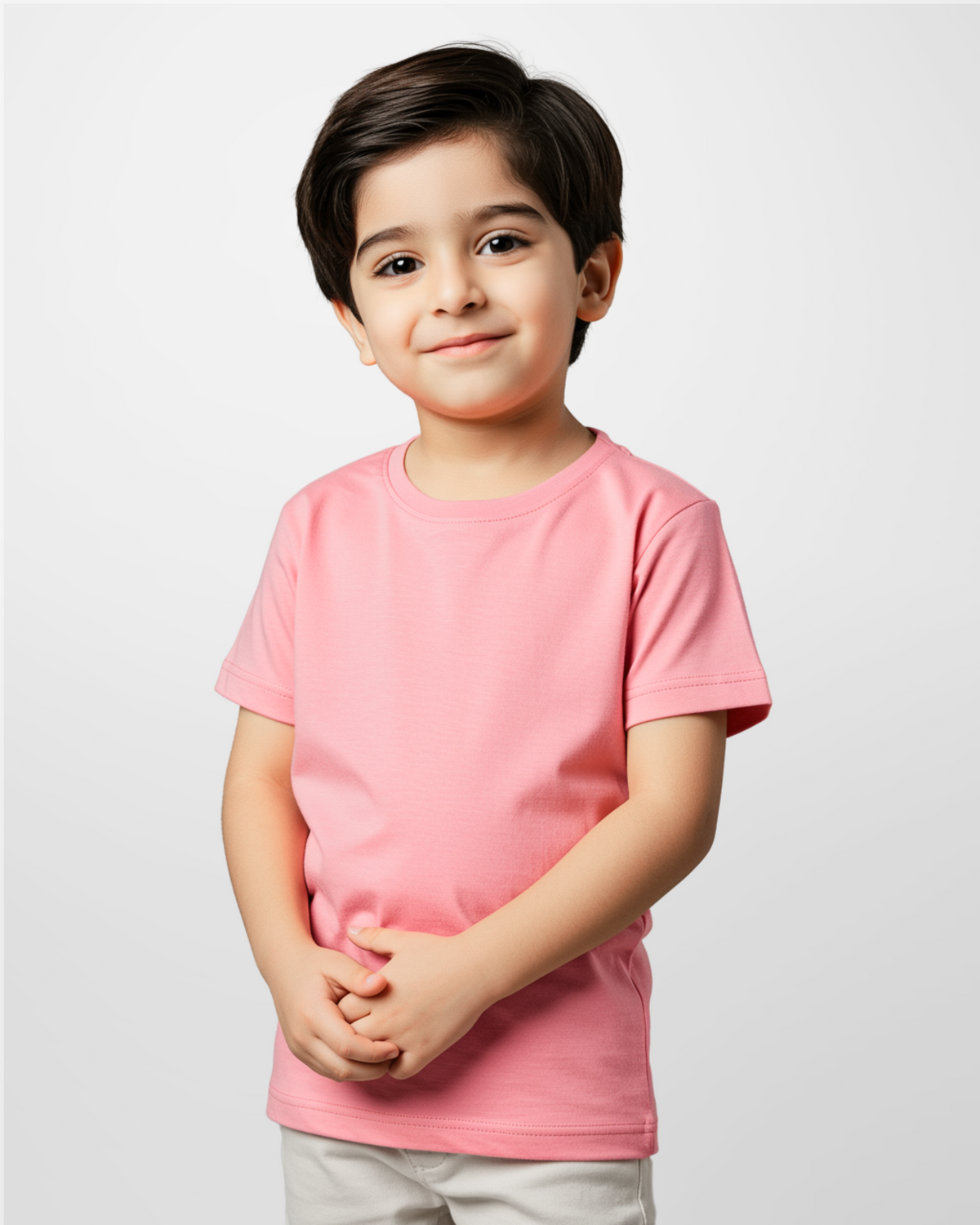 Boys' Pink Knitted Jersey Crew Neck T-Shirt (Code 3254)