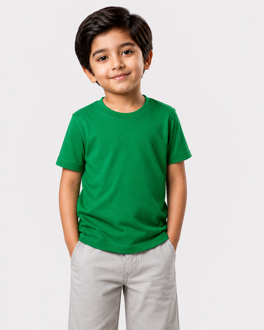 Boys' Knorr Green Knitted Jersey Crew Neck T-Shirt (Code 3241)