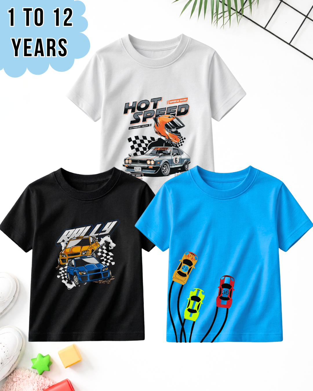 Pack of 3 Kids Printed T-Shirts – Fun Prints for Boys  (Code 5035)