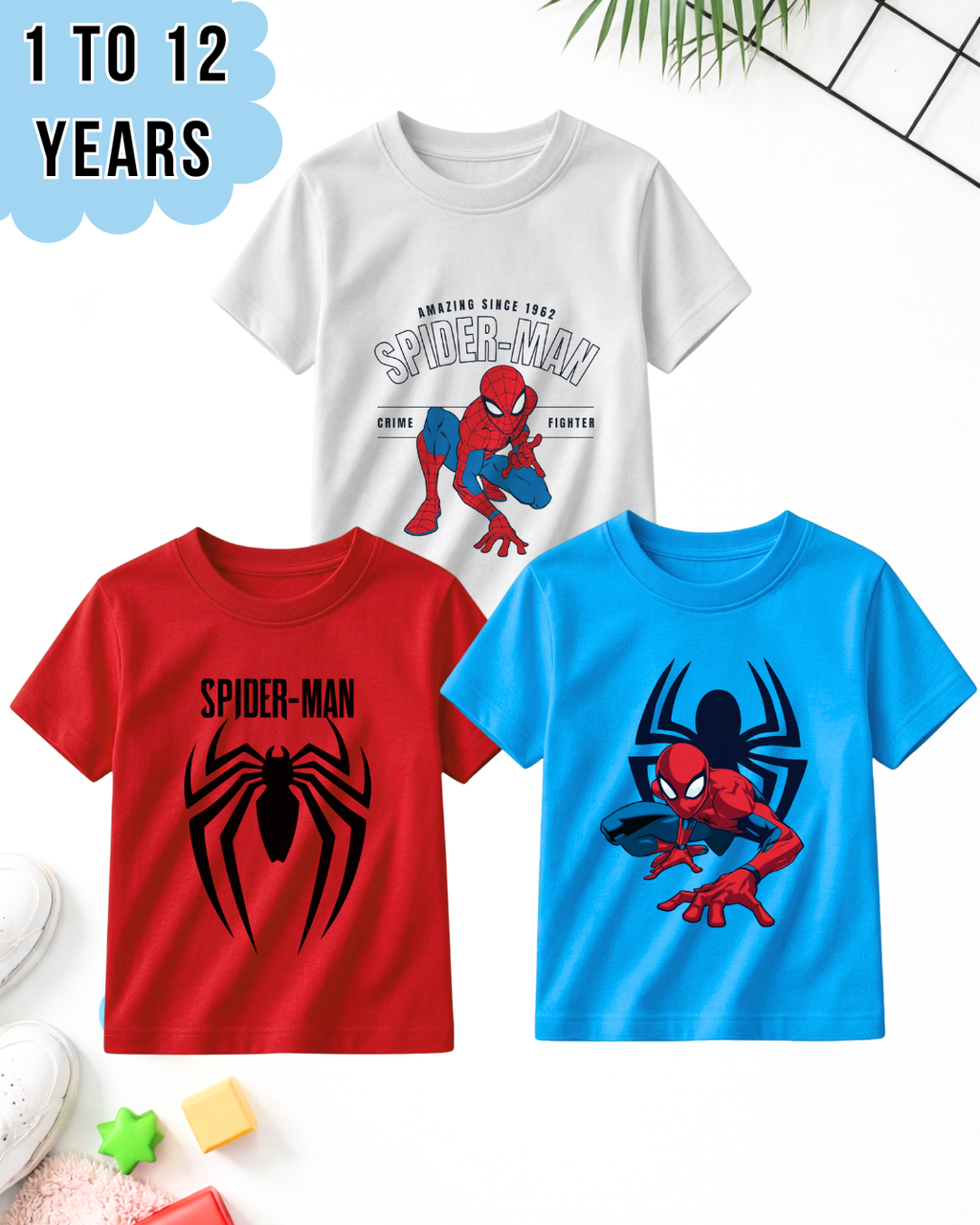 Pack of 3 Kids Printed T-Shirts – Fun Prints for Boys (Code 5037)