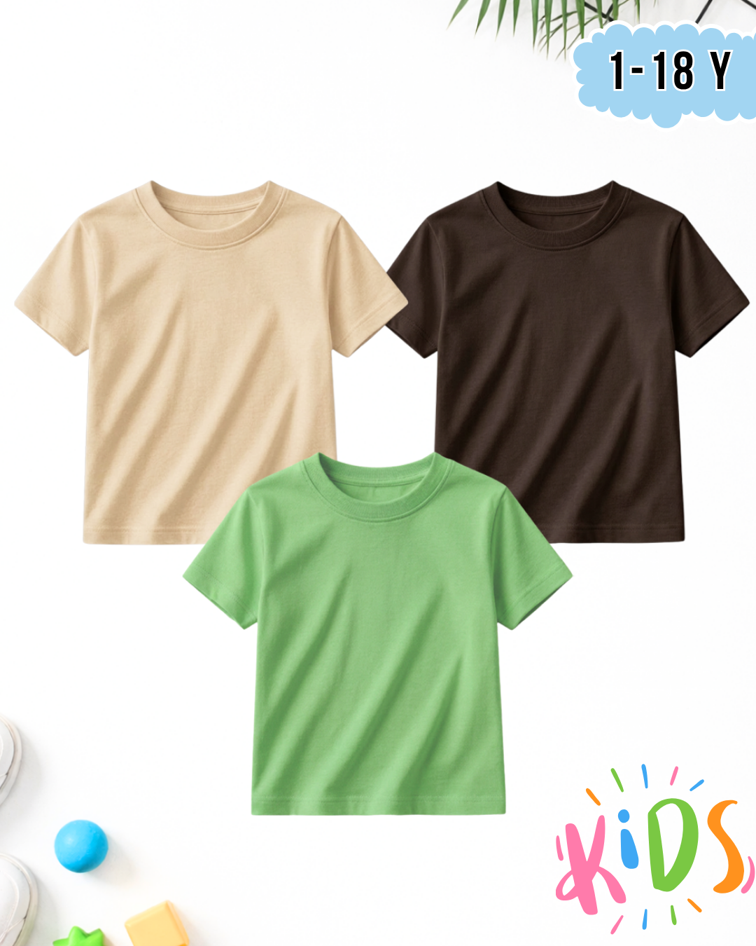 Pack of 3 Kids Basic Shirts – for Boys  (Code 5179)