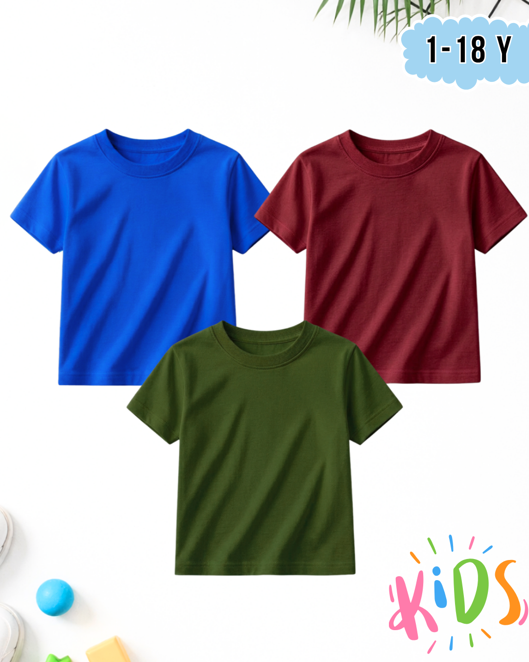 Pack of 3 Kids Basic Shirts – for Boys  (Code 5180)