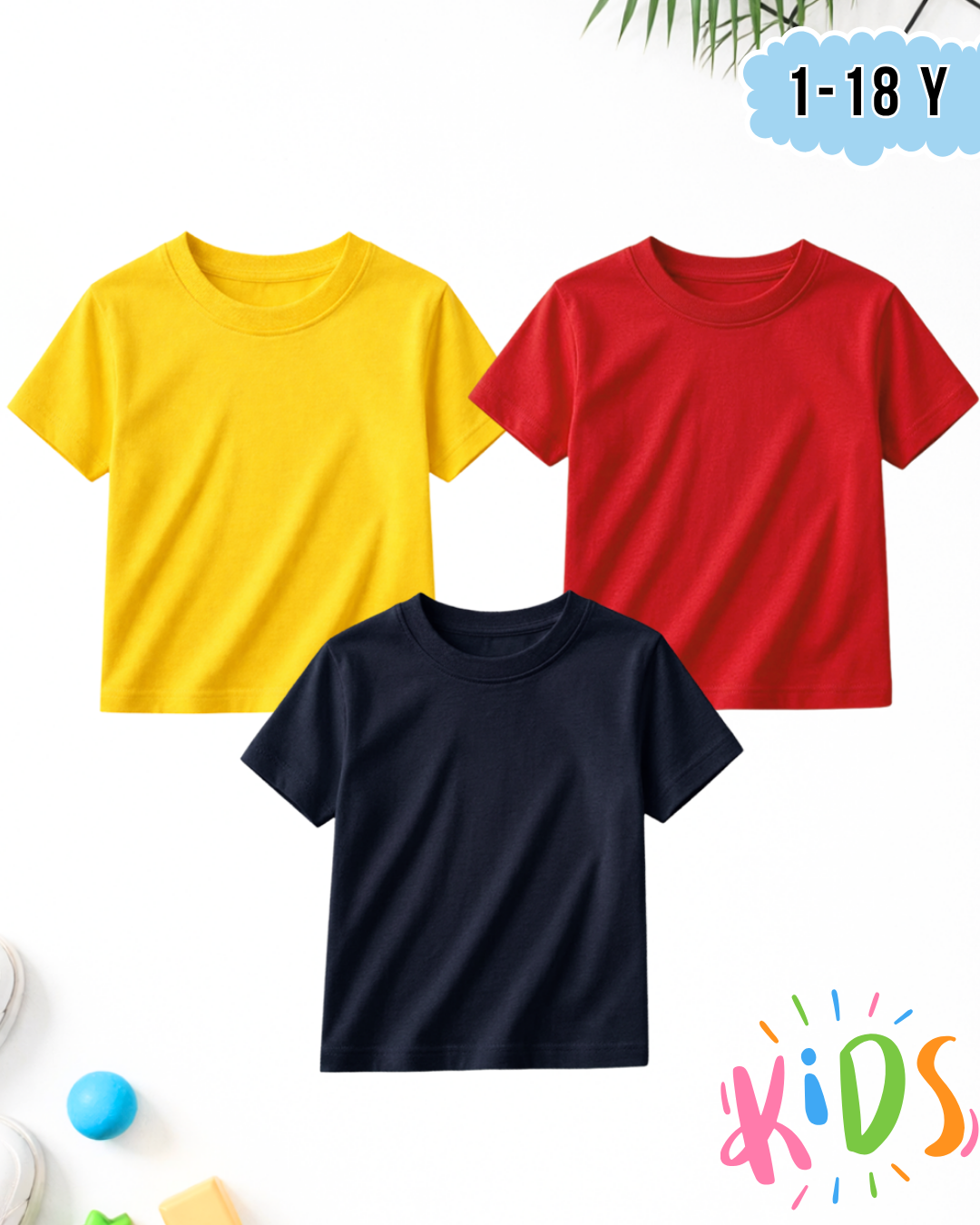 Pack of 3 Kids Basic Shirts – for Boys  (Code 5181)