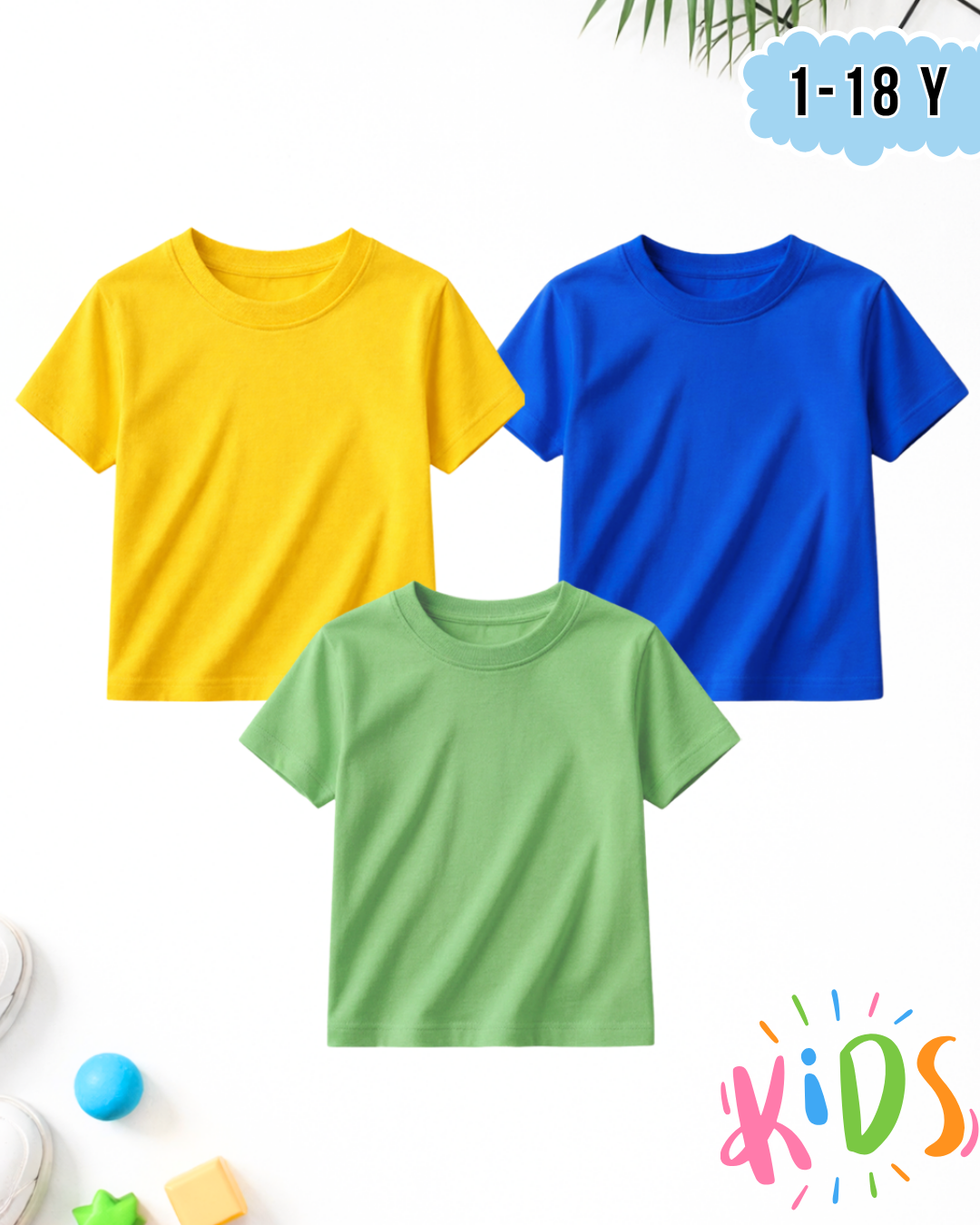 Pack of 3 Kids Basic Shirts – for Boys  (Code 5182)