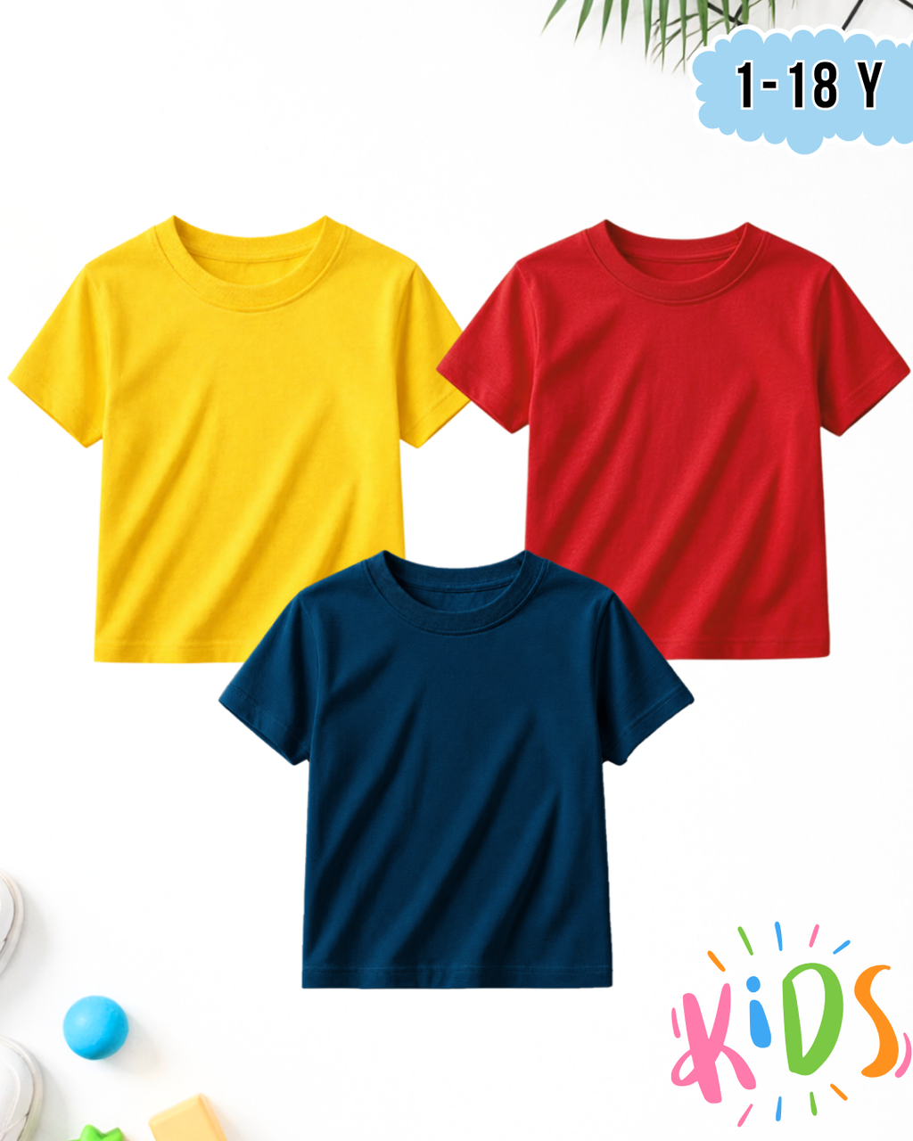 Pack of 3 Kids Basic Shirts – for Boys  (Code 5183)