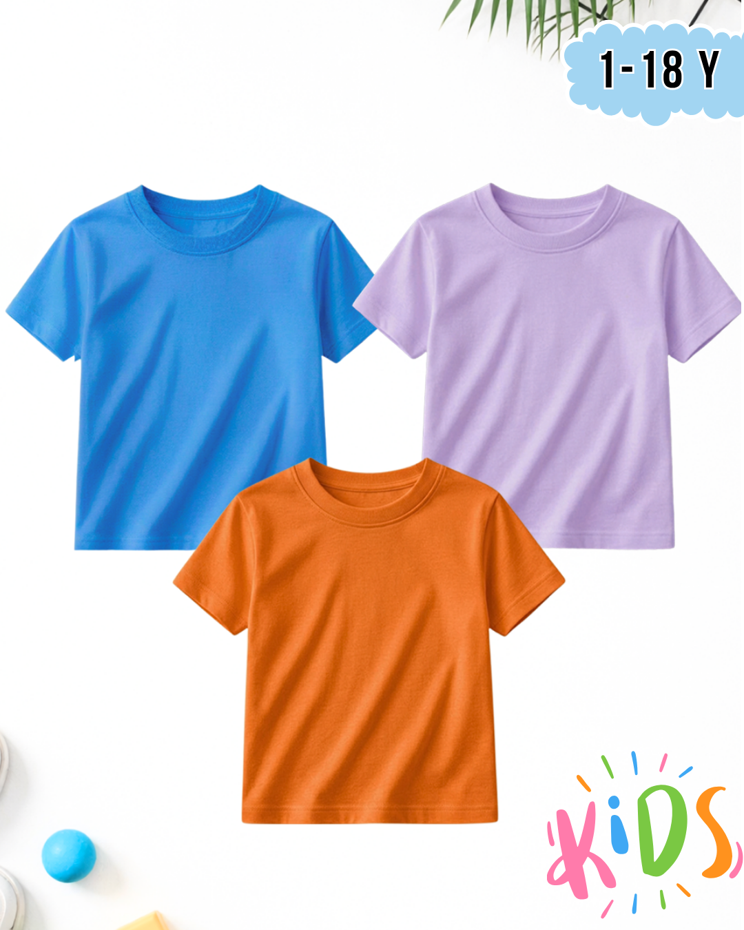 Pack of 3 Kids Basic Shirts – for Boys  (Code 5184)
