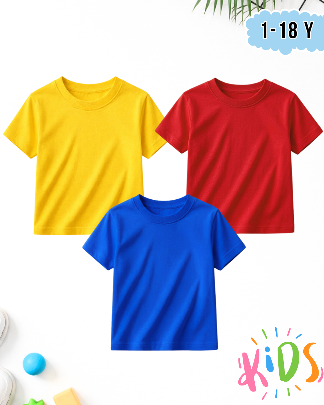 Pack of 3 Kids Basic Shirts – for Boys  (Code 5185)