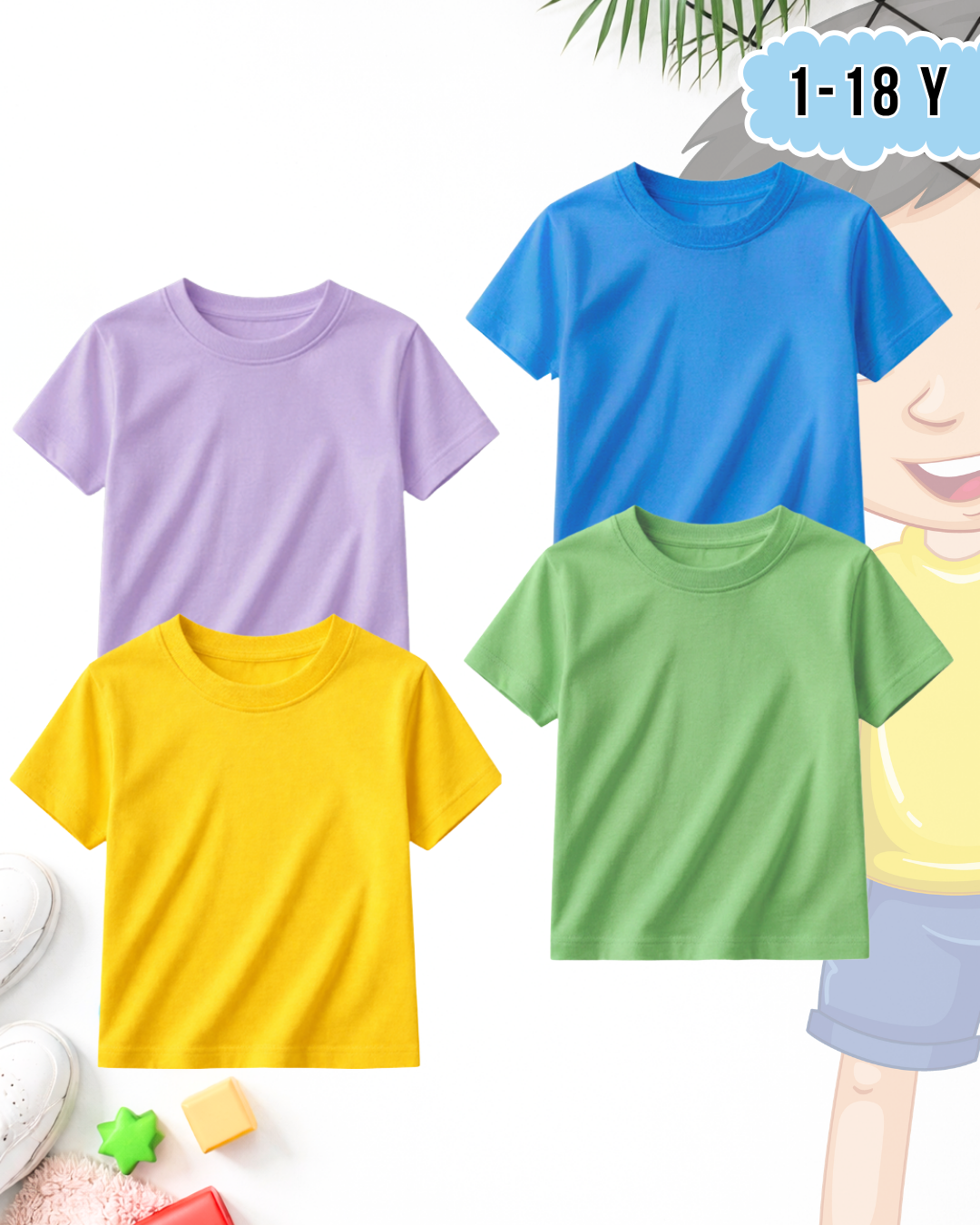 Pack of 4 Kids Basic Shirts – for Boys  (Code 5190)
