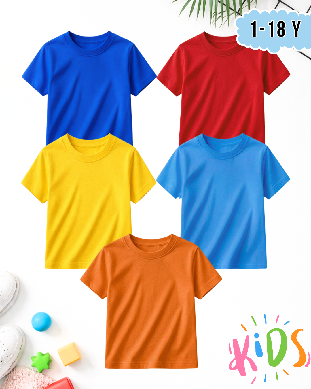 Pack of 5 Kids Basic Shirts – for Boys  (Code 5192)