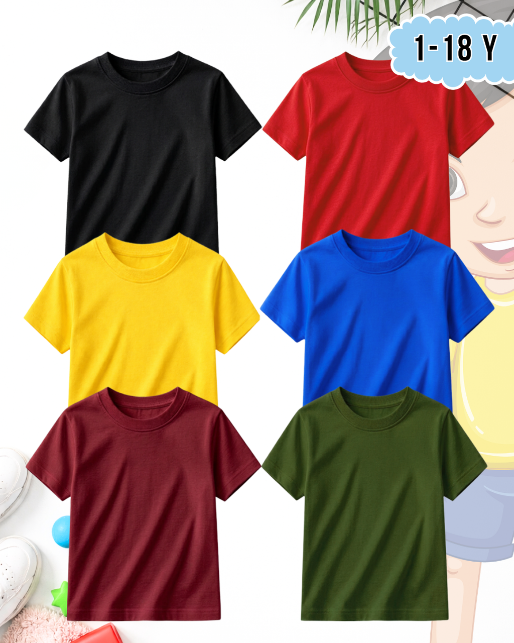 Pack of 6 Kids Basic Shirts – for Boys  (Code 5203)