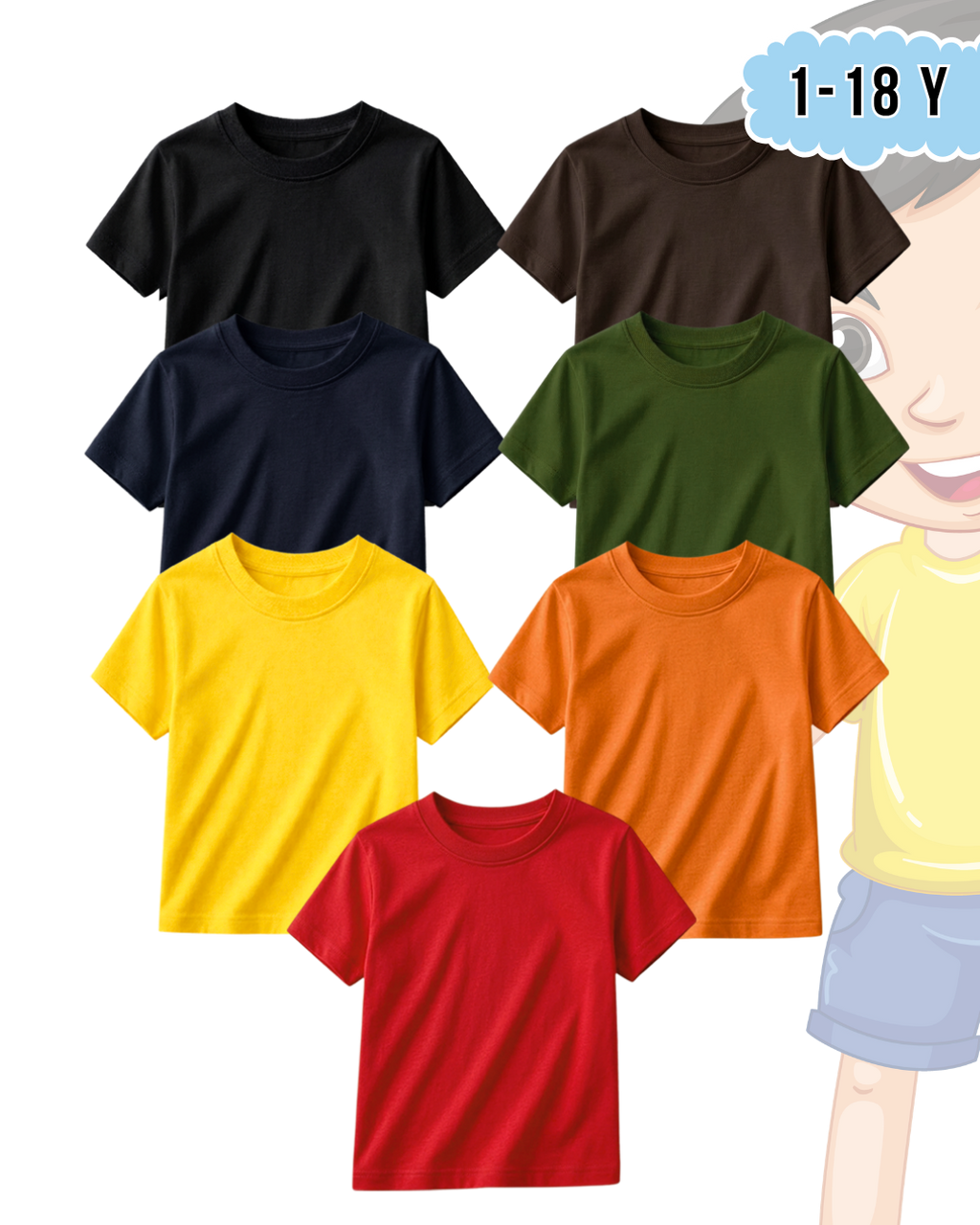 Pack of 7 Kids Basic Shirts – for Boys  (Code 5220)