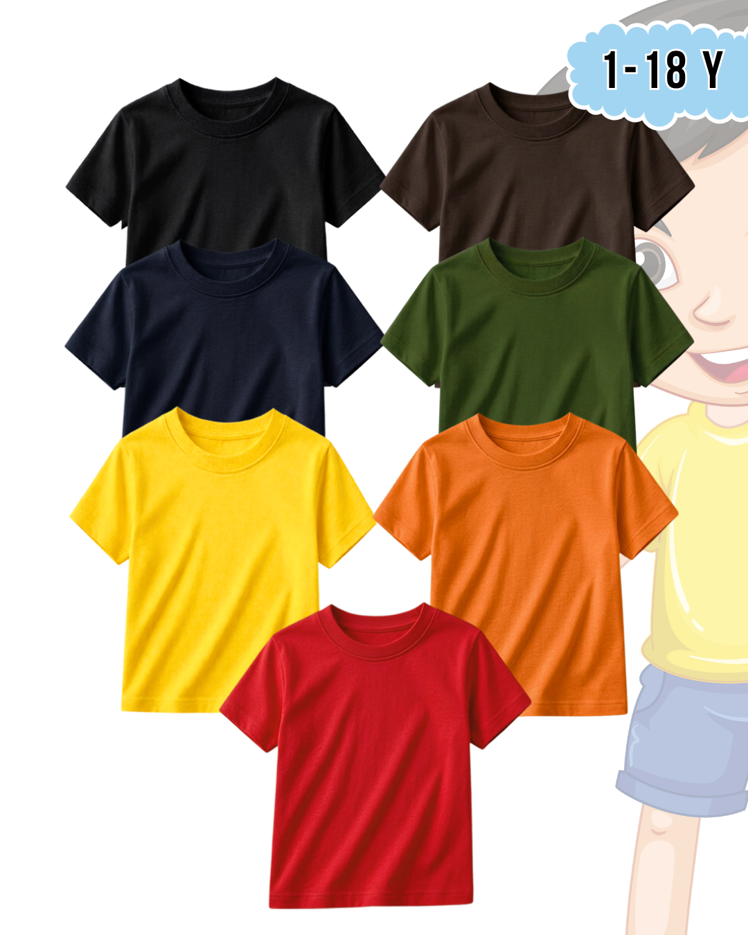 Pack of 7 Kids Basic Shirts – for Boys  (Code 5220)