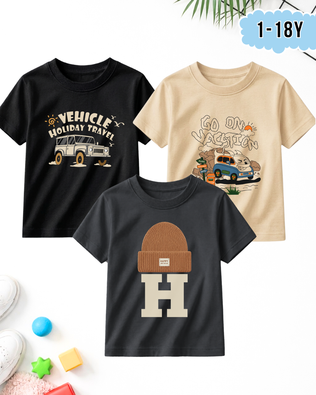 Pack of 3 Kids Printed T-Shirts – Prints for Boys  (Code 5284)