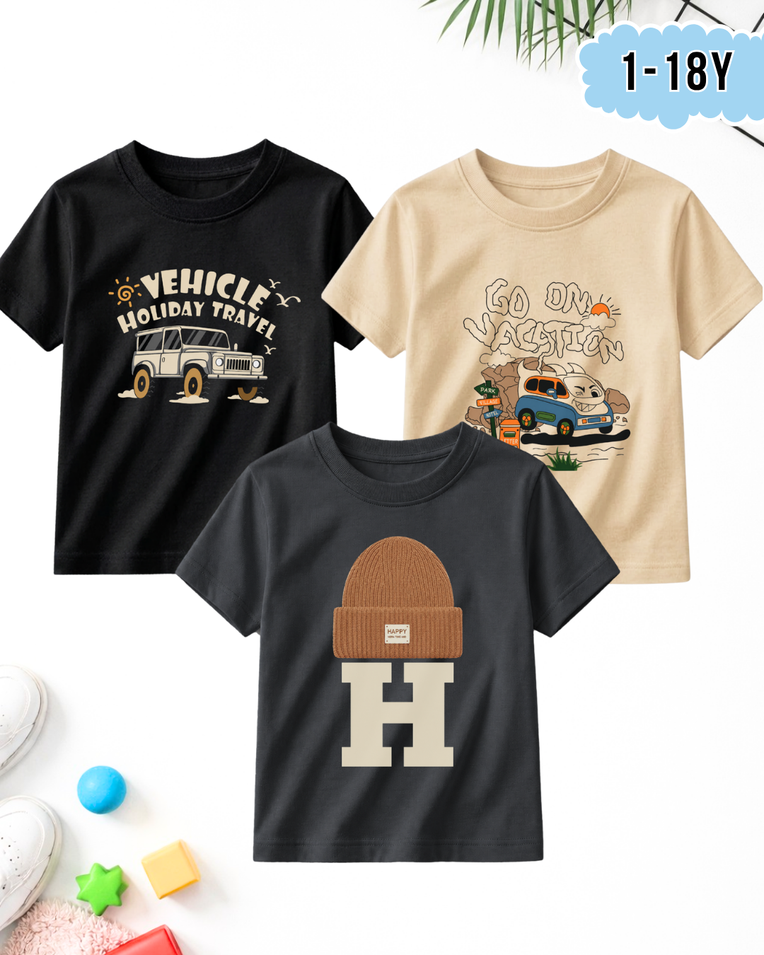Pack of 3 Kids Printed T-Shirts – Prints for Boys  (Code 5284)