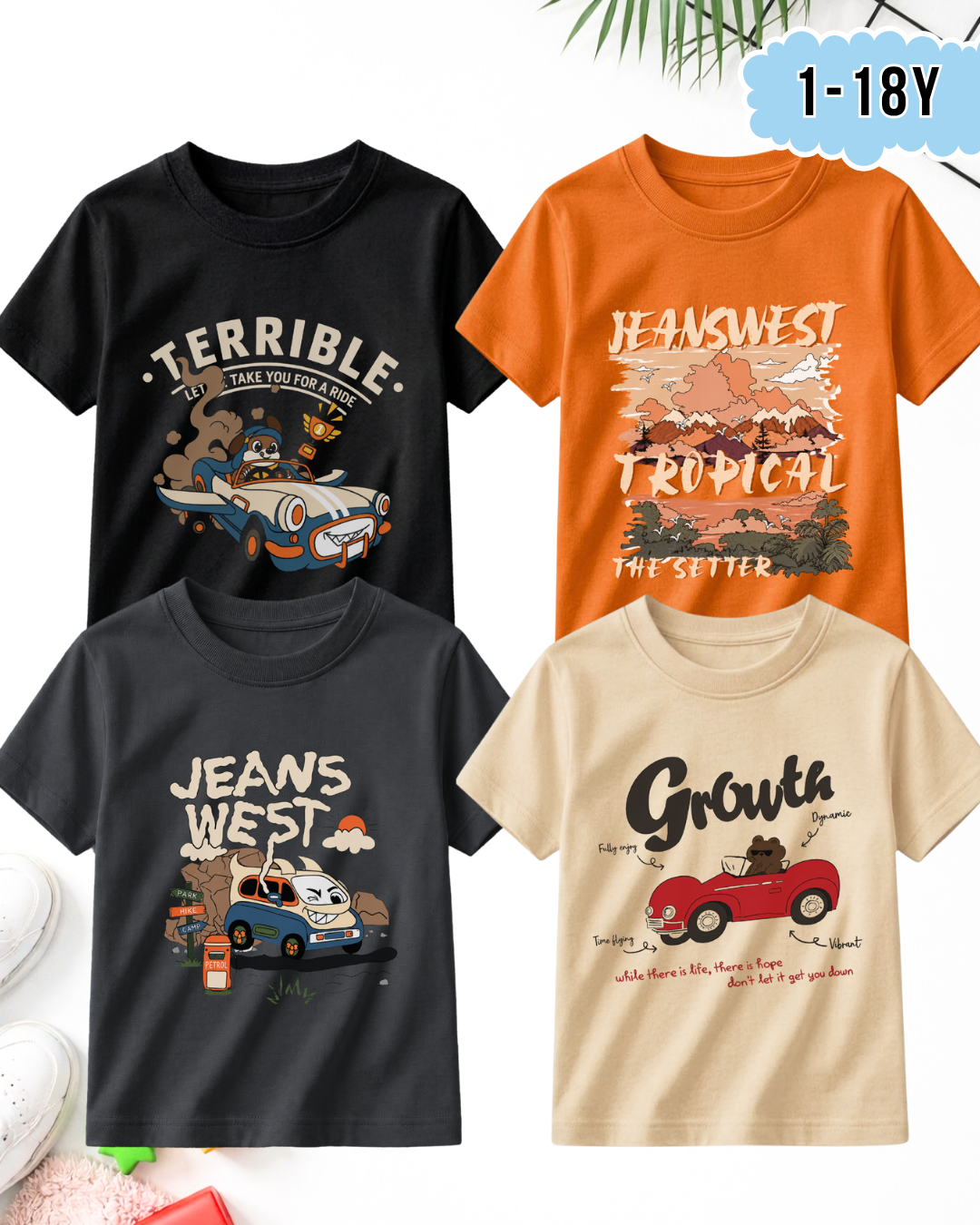 Pack of 4 Kids Printed T-Shirts – Prints for Boys  (Code 5293)