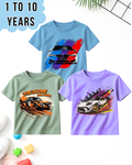 Pack of 3 Kids Printed T-Shirts – Fun Prints for Boys  (Code 5006)