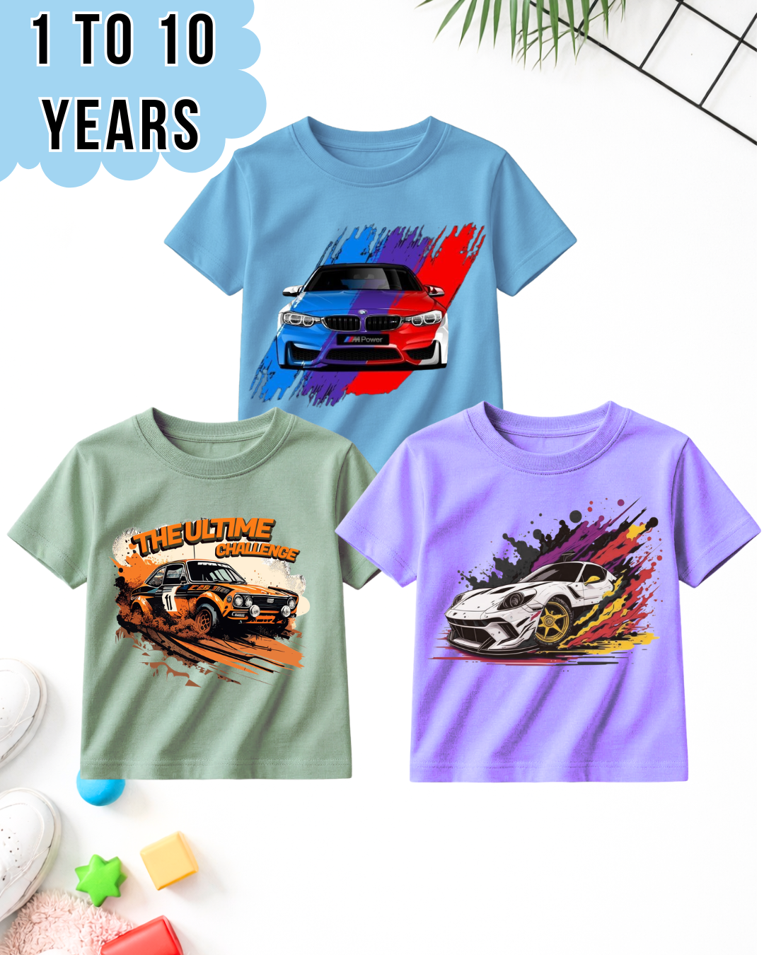 Pack of 3 Kids Printed T-Shirts – Fun Prints for Boys  (Code 5006)