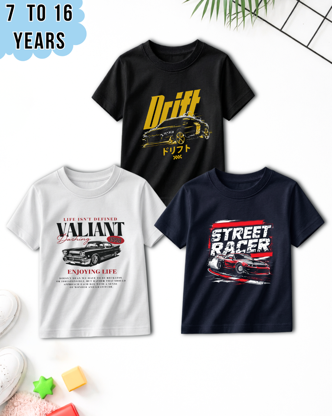 Pack of 3 Kids Printed T-Shirts – Fun Prints for Boys  (Code 4992)