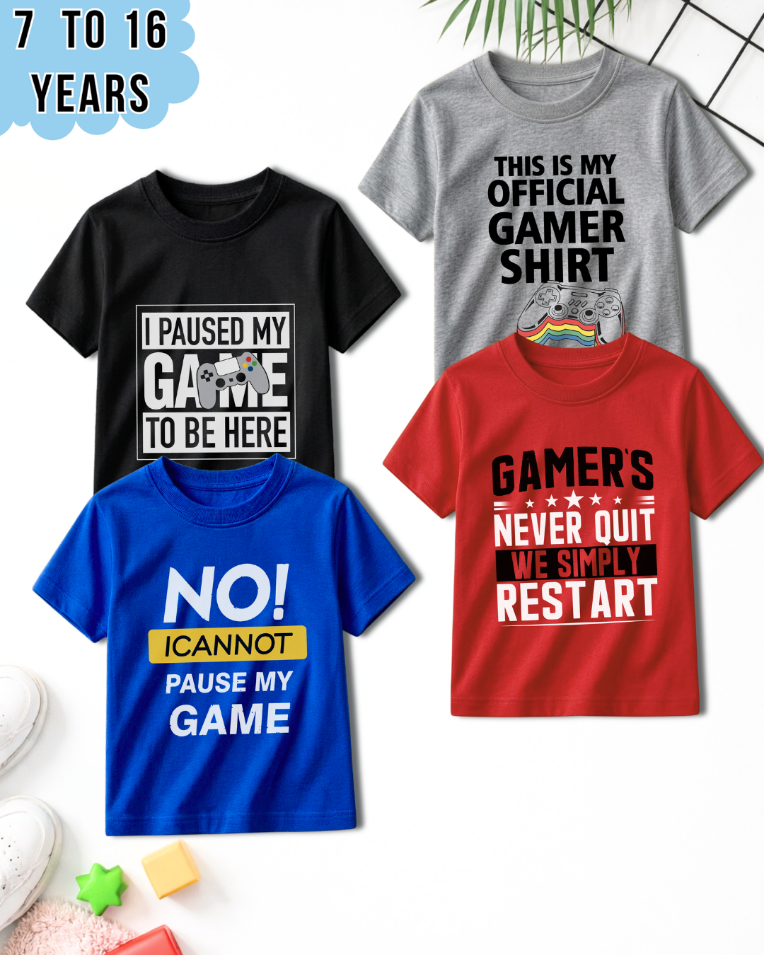 Pack of 4 Kids Printed T-Shirts – Fun Prints for Boys  (Code  4993)