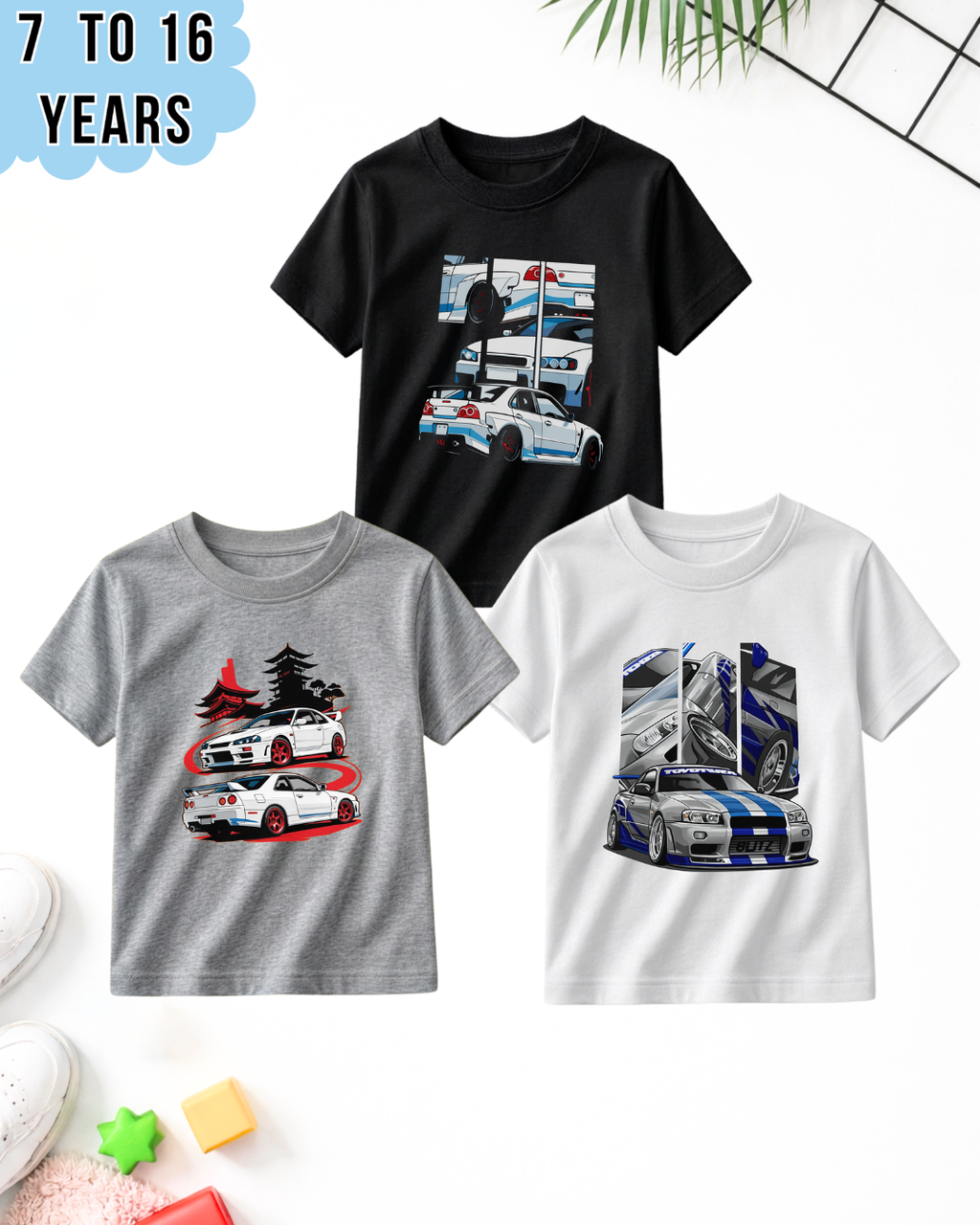 Pack of 3 Kids Printed T-Shirts – Fun Prints for Boys  (Code 4999)
