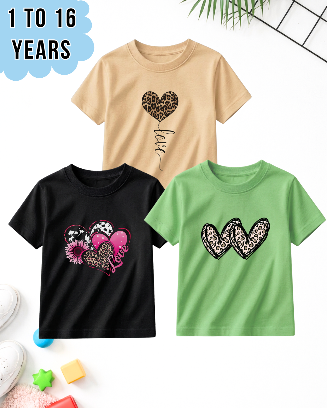 Pack of 3 Kids Printed T-Shirts – Fun Prints For Girls (Code 5044)