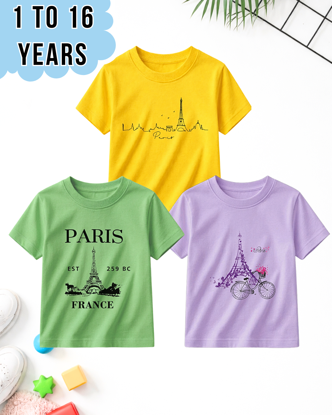 Pack of 3 Kids Printed T-Shirts – Fun Prints For Girls (Code 5047)