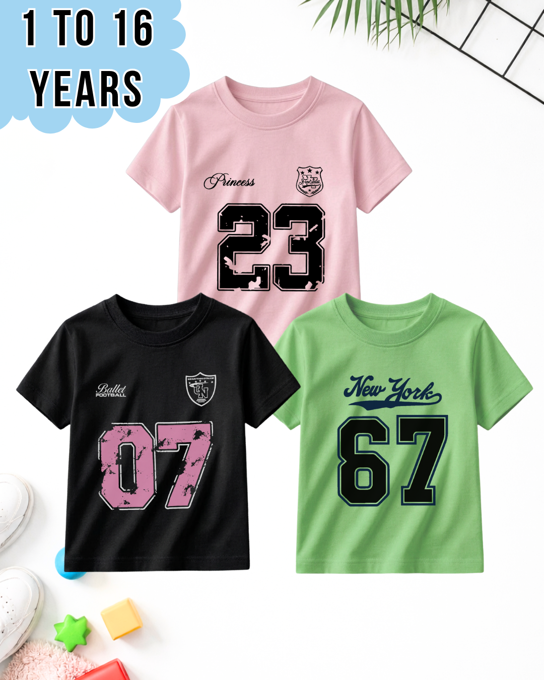 Pack of 3 Kids Printed T-Shirts – Fun Prints For Girls (Code 5048)