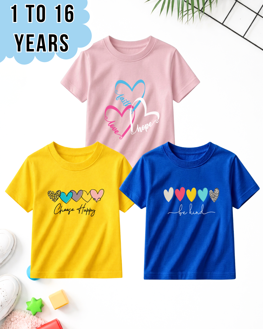 Pack of 3 Kids Printed T-Shirts – Fun Prints For Girls (Code 5049)