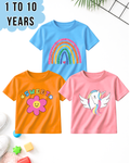 Pack of 3 Kids Printed T-Shirts – Fun Prints for Girls  (Code 5008)