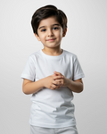 Boys' White Knitted Jersey Crew Neck T-Shirt (Code 3253)