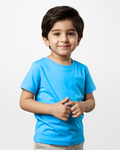 Boys' Sky Blue Knitted Jersey Crew Neck T-Shirt (Code 3246)